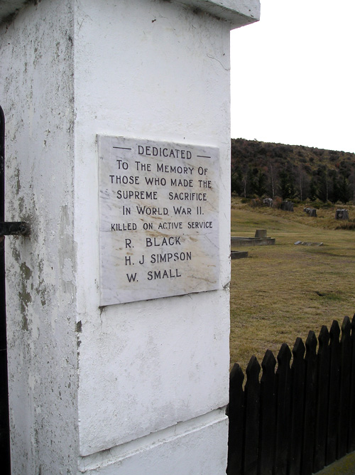 Second World War names on Kurow gate pillar
