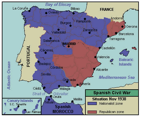 Spanish Civil War maps civil war map. Spanish Civil War maps