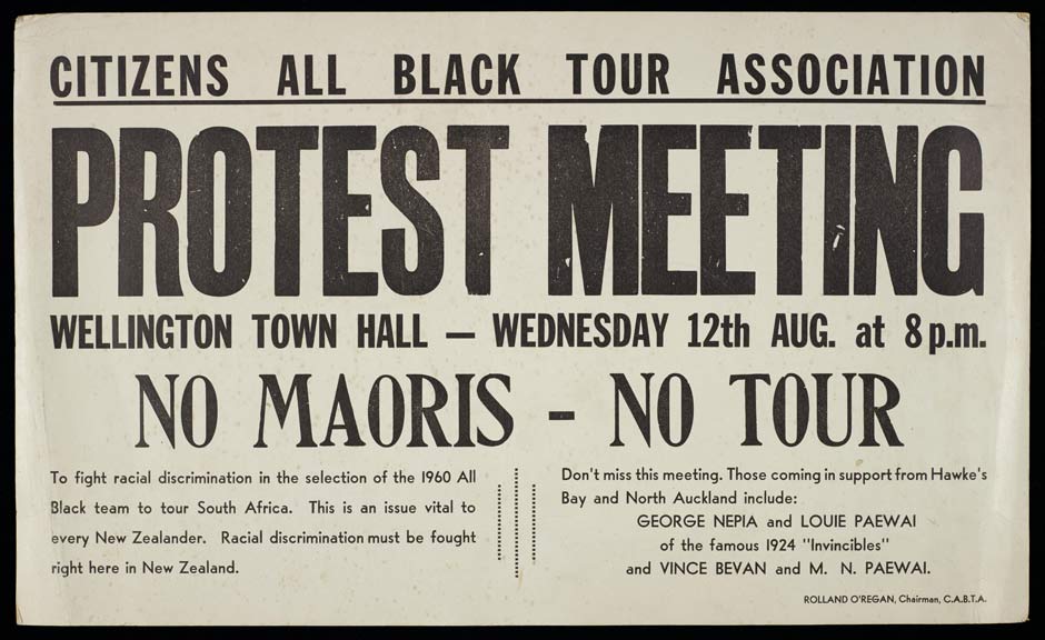 'No Maoris - No Tour' poster, 1960