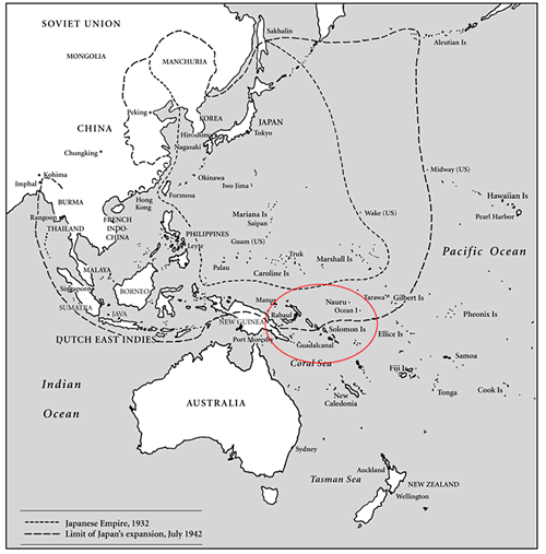 Map of Pacific Theatre. Soldiers of the 3rd Division of 2 NZEF were based in 