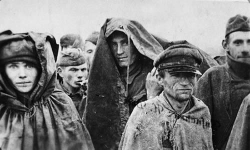 Russian POWs, Second World War. Miserable Russian POWs at Stalag XVIIIA near 