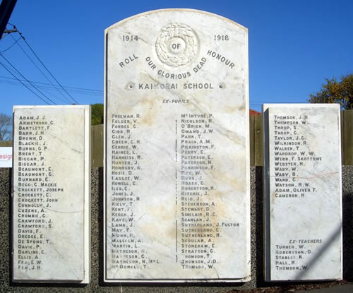 Kaikorai war memorial names 