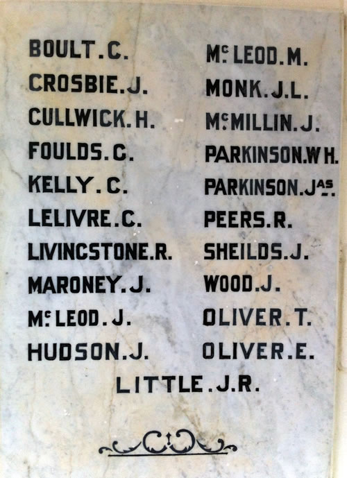 Tikokino memorial names