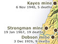 Deaths from underground gas explosions in mines 