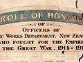 Public Works Department Roll of Honour board